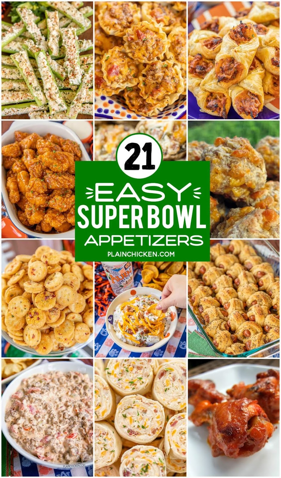Super Bowl Party Appetizers Collage of super bowl party appetizers