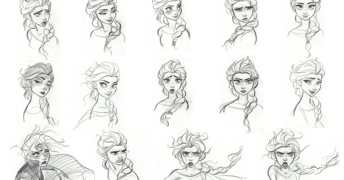 Lindsay's Line Art: Elsa Expression Sheet
