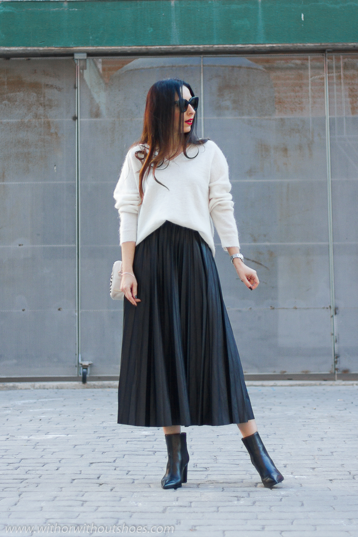 Streetstyle: Cómo combinar falda plisada midi | With Or Without Shoes - Blog Influencer Valencia España