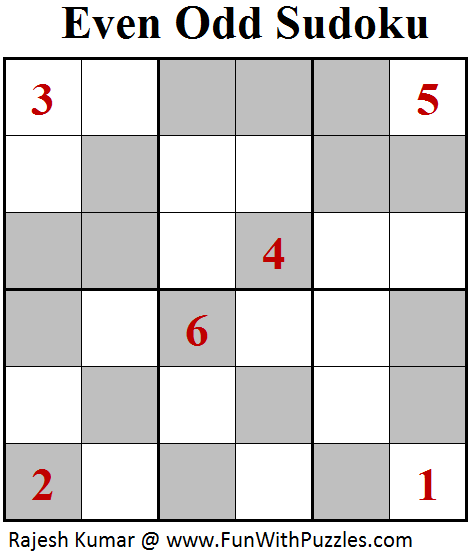 Even Odd Sudoku (Mini Sudoku Series #96)