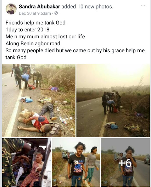 "So many people died but we came out by his grace"- Lady and her mother survives, others killed in fatal accident along Benin-Agbor road (photos)