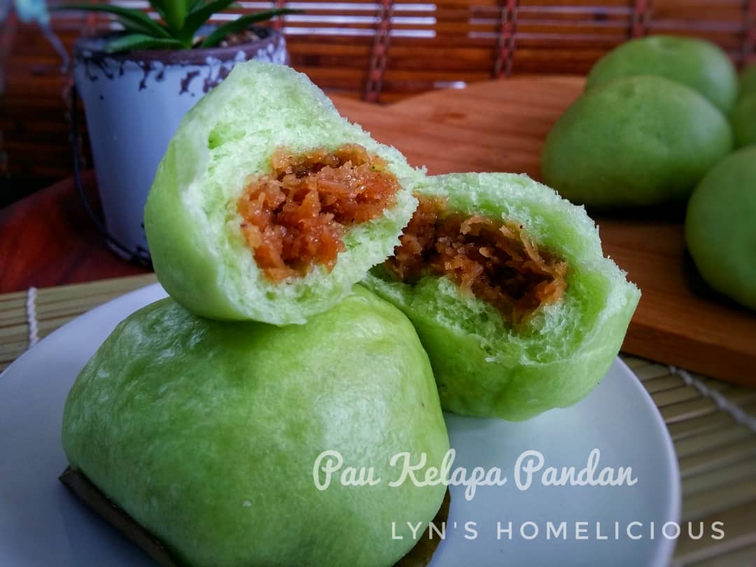 Pau Kelapa Pandan Tanpa Telur Eggless Pandan Coconut
