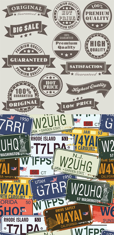 Quality Graphic Resources: Vintage Labels and Car Number Plates