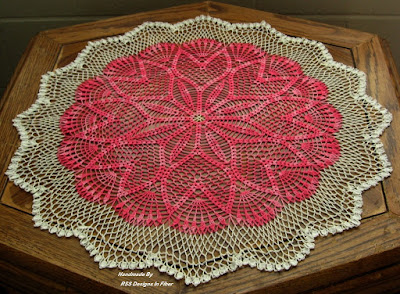  Pink Tulip Round Table Topper - 22 1/2 Inch Diameter - By Ruth Sandra Sperling at RSS Designs In Fiber