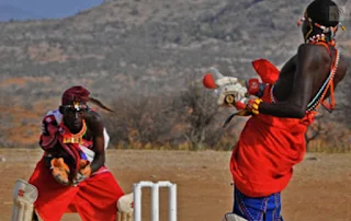 Maasai playing good cricket in Laikipia Kenya