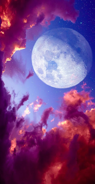 Pink Clouds and Moon Iphone Wallpaper