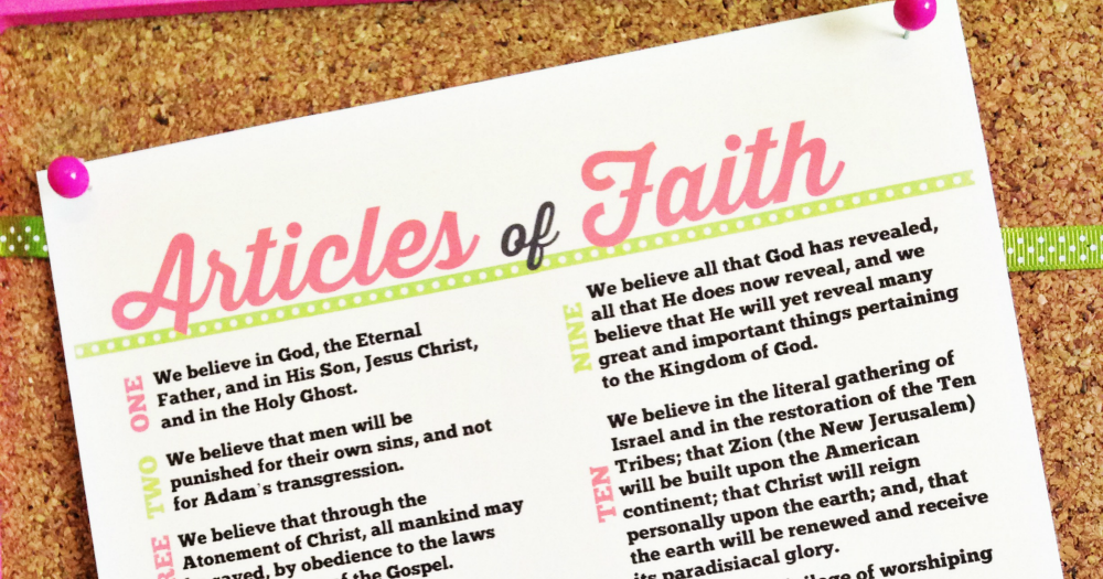 Articles Of Faith Free Printable Articles Of Faith Free Printable