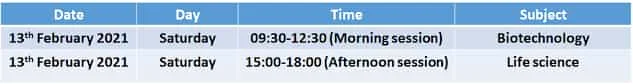 GATE 2021 life science and biotech exam date