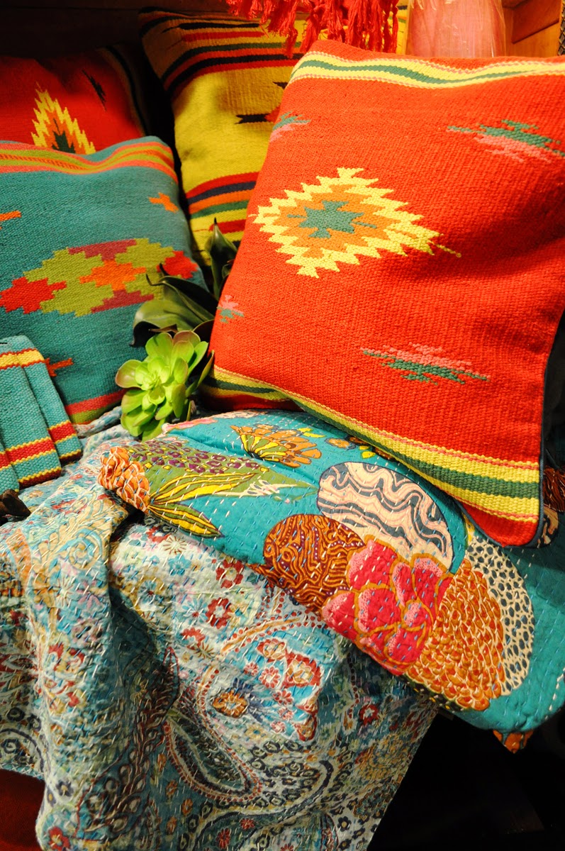 Bright Kilim Pillows Colorful Sari Quilts