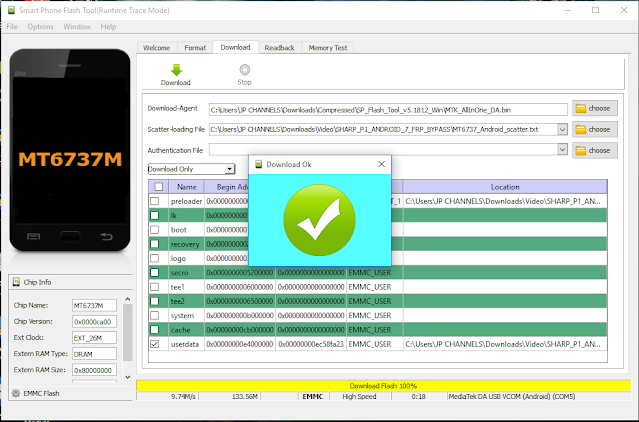 BYPASS FRP SHARP Pi IF9007 ANDROID 7 BY FLASHTOOL