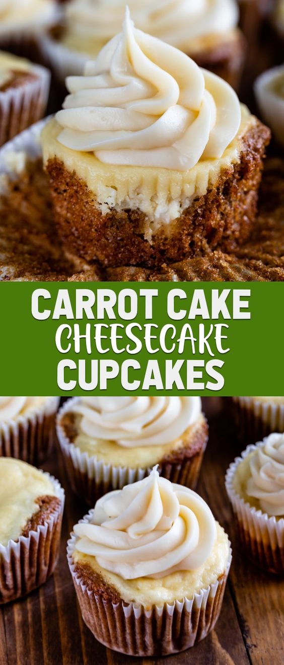 Carrot Cake Cheesecake Cupcakes are an easy way of combining carrot cake and cheesecake! This easy cupcake recipe is the original cheesecake cupcake and is topped with a cream cheese frosting.