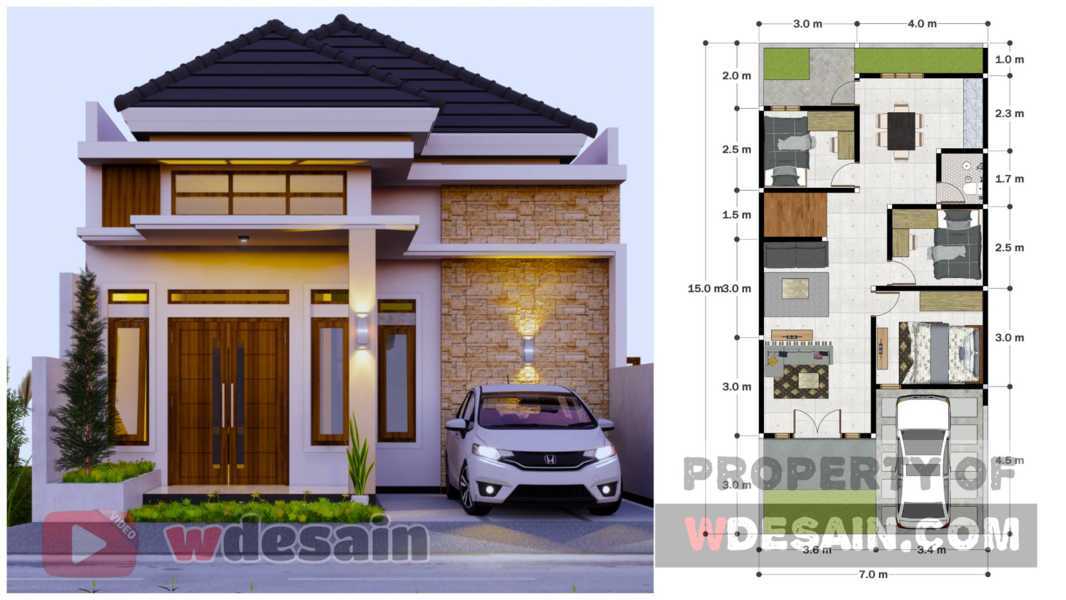 denah rumah minimalis 7x15 1 lantai 3 kamar denah rumah minimalis 7x15 1 lantai 3 kamar