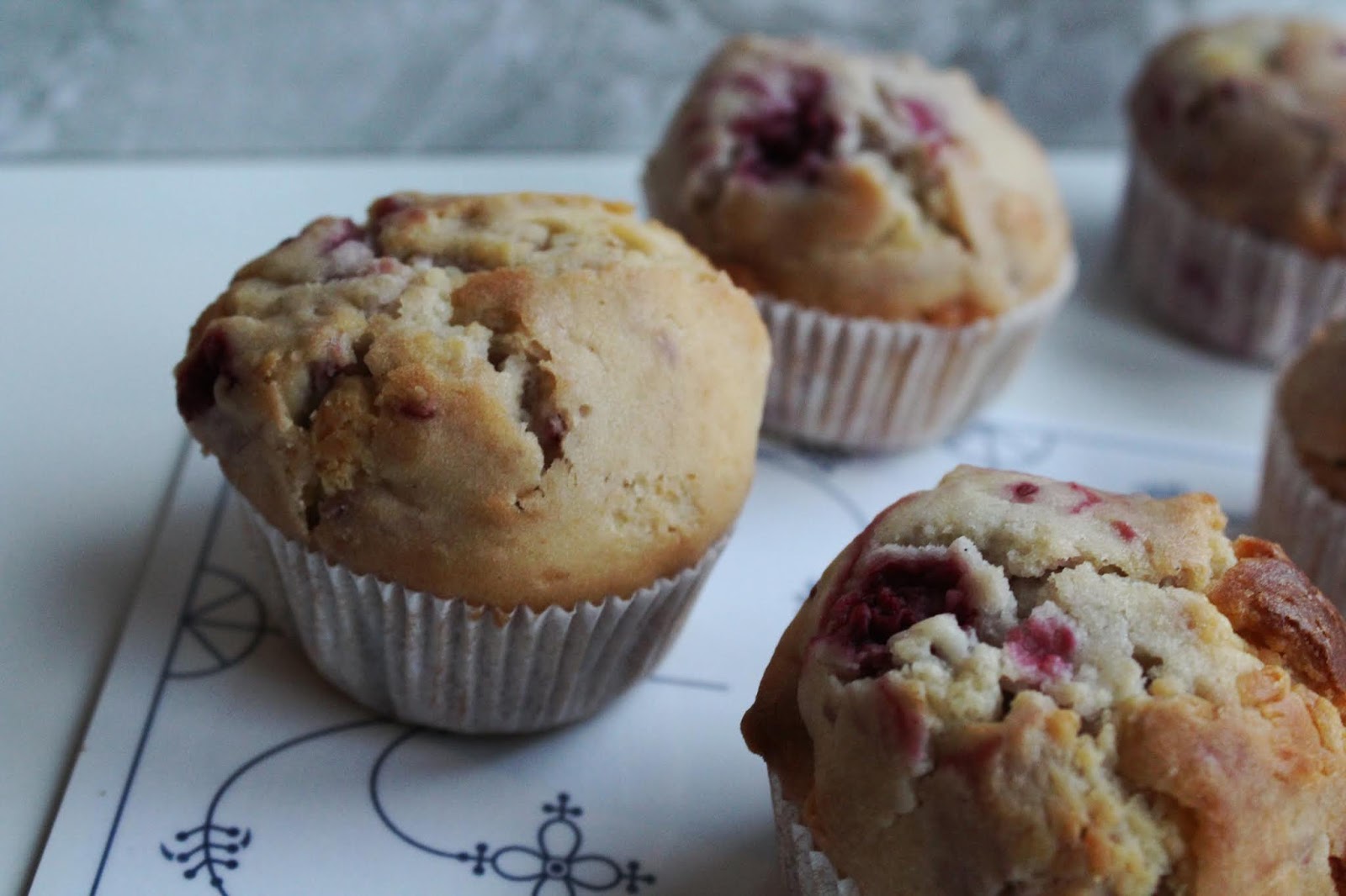 Himbeer-Muffins mit weißer Schokolade