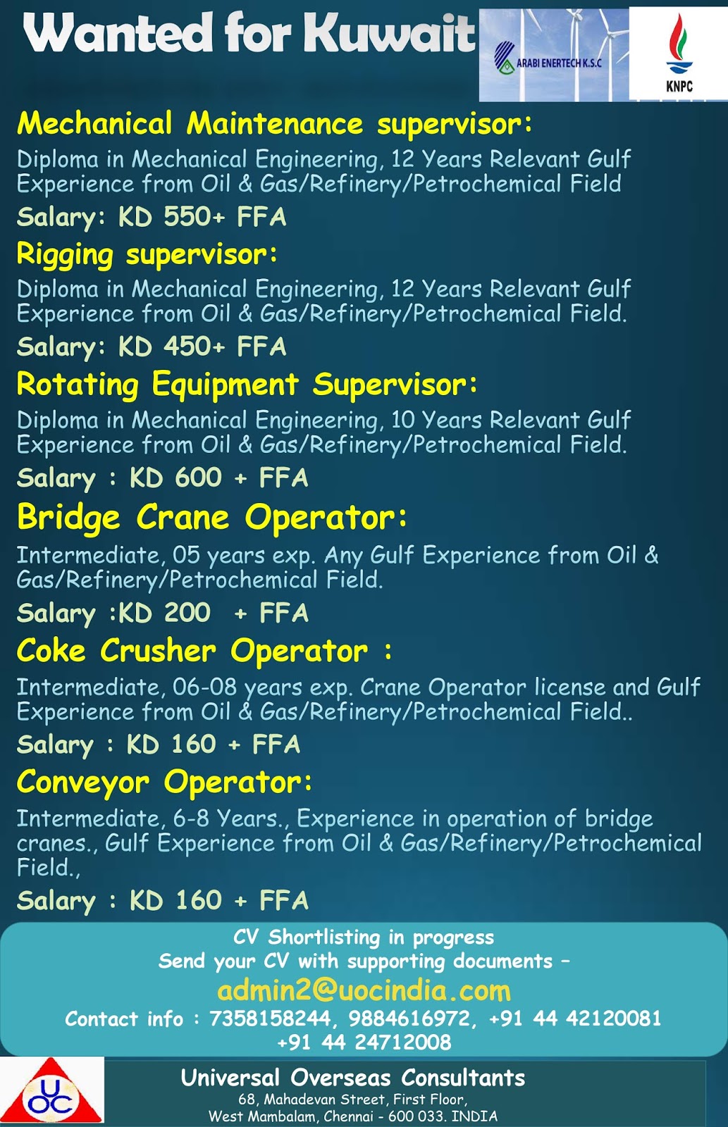 KUWAIT JOBS REQUIRED FOR A LEADING COMPANY IN KUWAIT