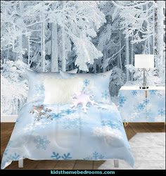 winter bedroom wonderland theme decorating bedding decor snow snowflake christmas bedrooms forest ice alaska mural snowflakes comforters maries manor age