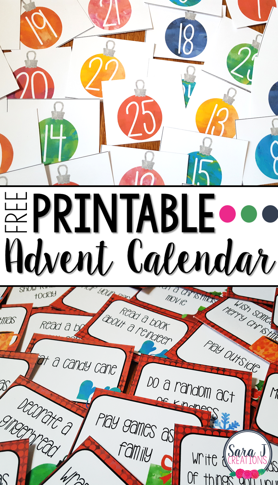 Free Printable Advent Calendar | Sara J Creations