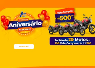 Cadastrar Promoção Aniversário 2020 Atakarejo Sorteio Motos e Vales-Compras 500 Reais