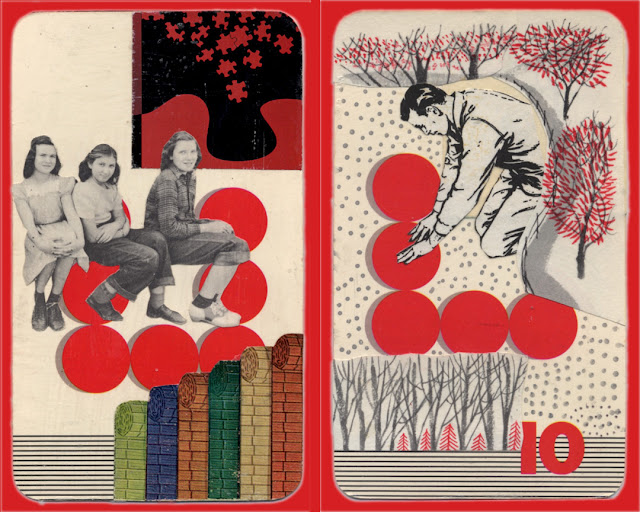 Collages made on old JITTERS board game cards