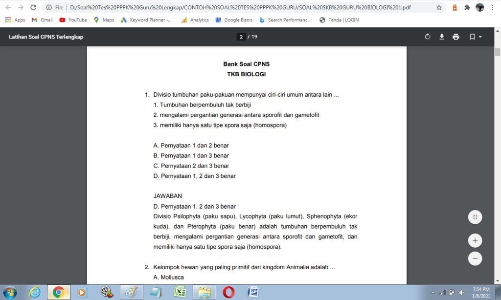 Contoh soal tes p3k guru biologi lengkap beserta jawabannya