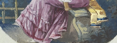 detail of an 18th century purple gown