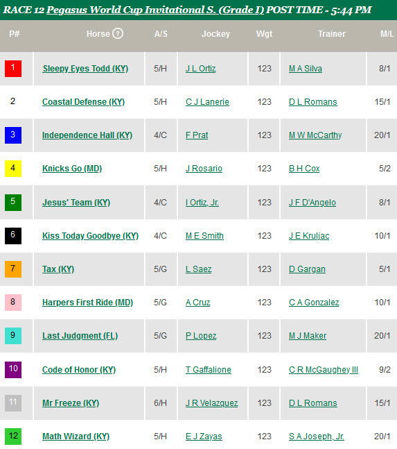 ThoroFan Blog: Handicapper's Corner: 2021 Pegasus World Cup ThoroFan Blog: Handicapper's Corner: 2021 Pegasus World Cup