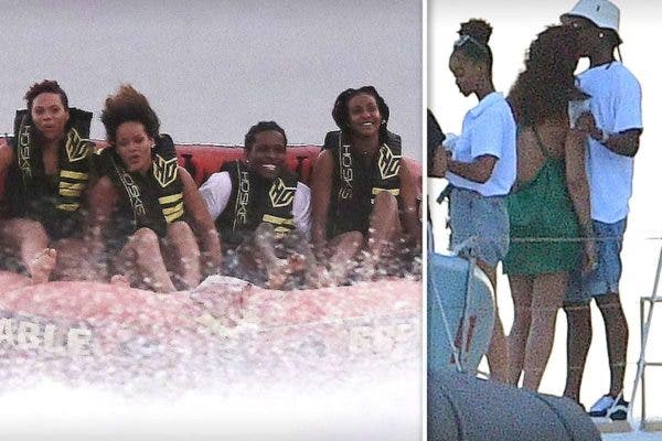 "Rihanna and A$AP Rocky seen on a romantic date on a jet ski in Barbados"