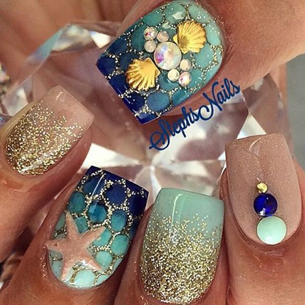 40+ Amazing Ocean Nail Art Ideas