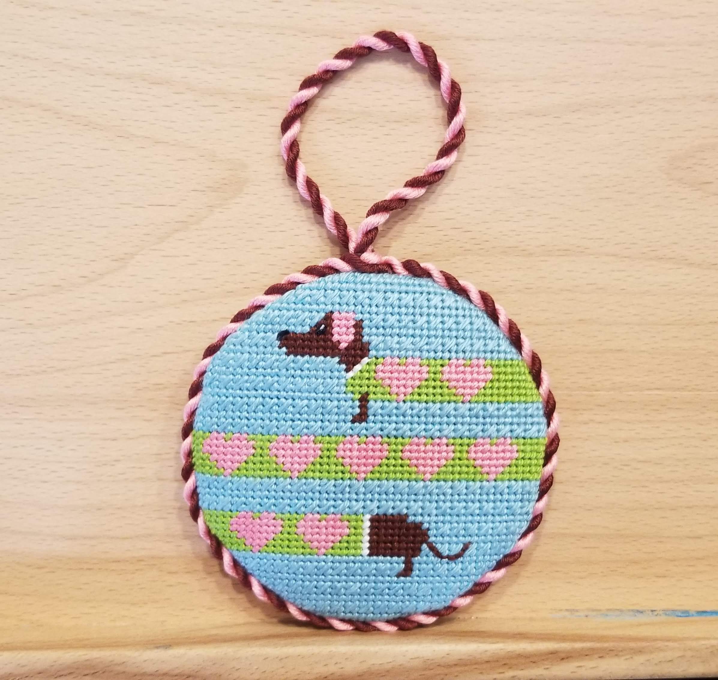 Knotty By Nature Dachshund Needlepoint Canvas and Kits Hand Painted July 4th and Hearts!