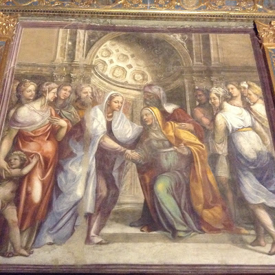 Siena, Oratorio di San Bernardino: Visitazione della Madonna a Elisabetta del Sodoma