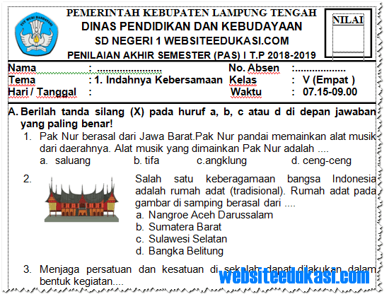 Konsep 13+ Soal Pas Kelas 2 Semester 2 Kurikulum 2020