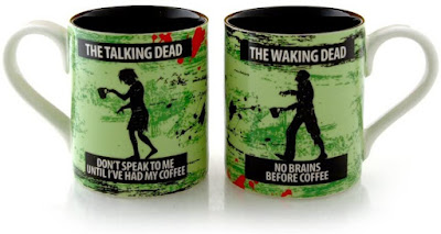 A fun pair, I think of as a his and her set, of zombie-themed coffee cups.