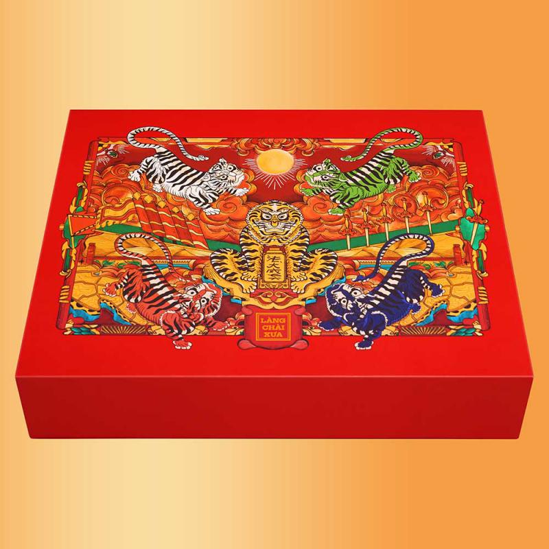 Hộp Quà Ngũ Hành Đỏ Gồm 4 Chai Nước Mắm Tĩn