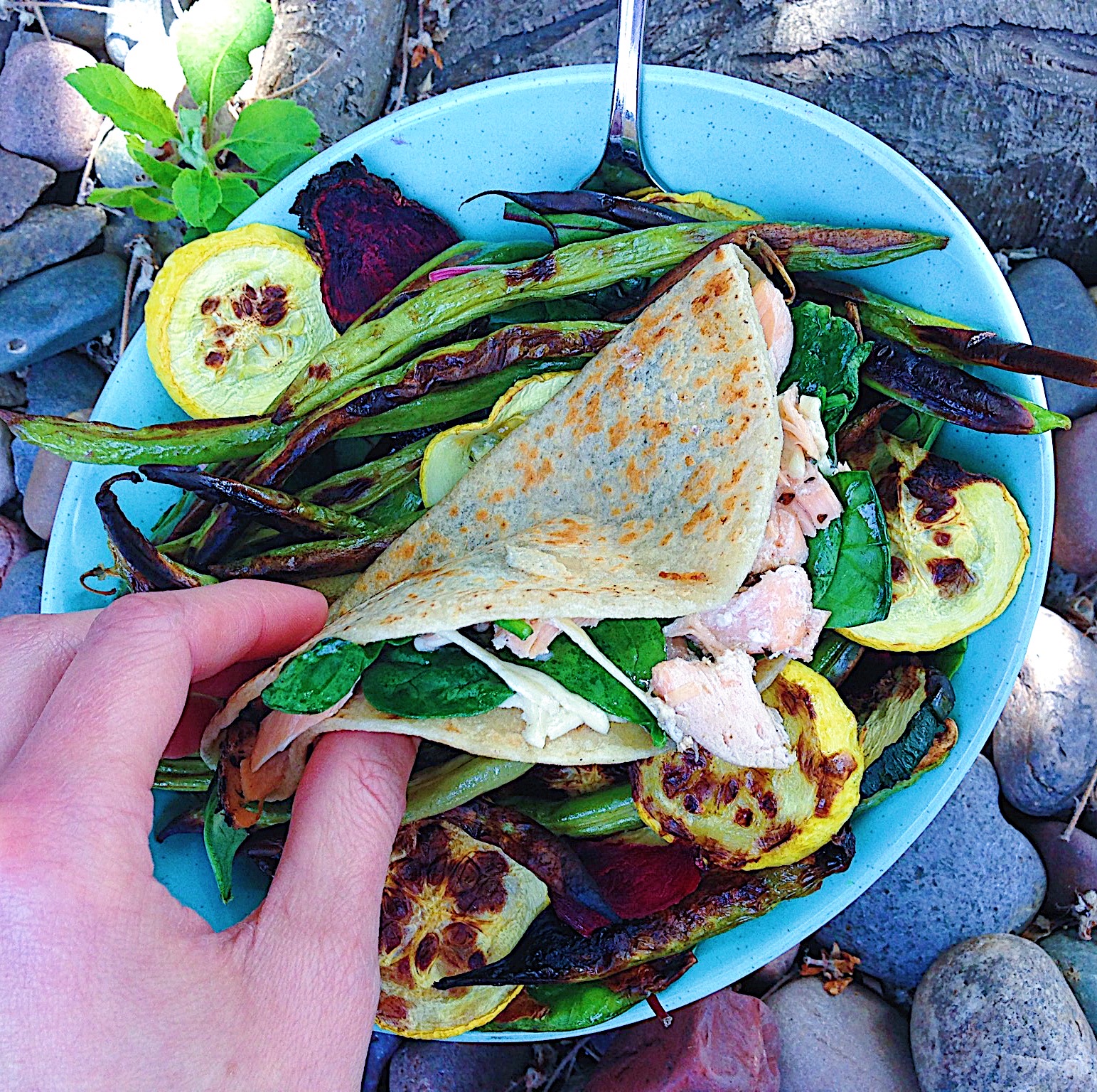 5Minute Crunchy Greens Quesadilla (Gluten Free, Vegan)