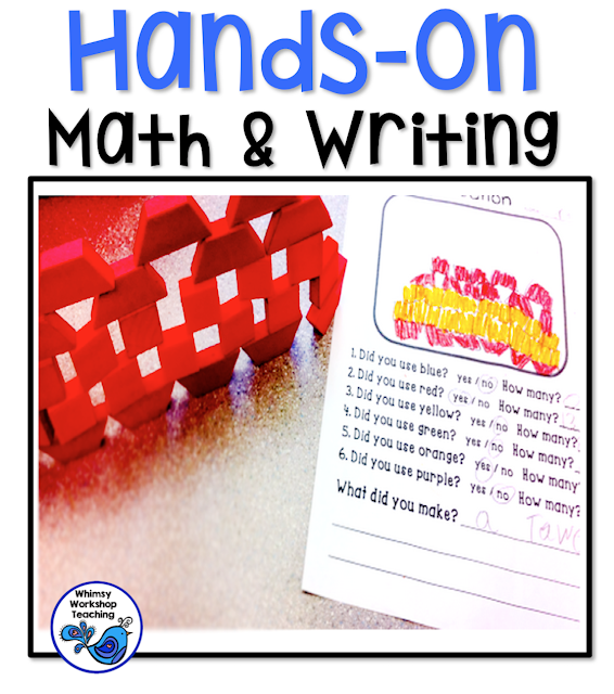 Integrate math and writing using materials students already love - hands on blocks and lego