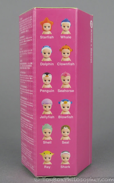 The names of all the Sonny Angels designs in the Marine series are listed on the blind box