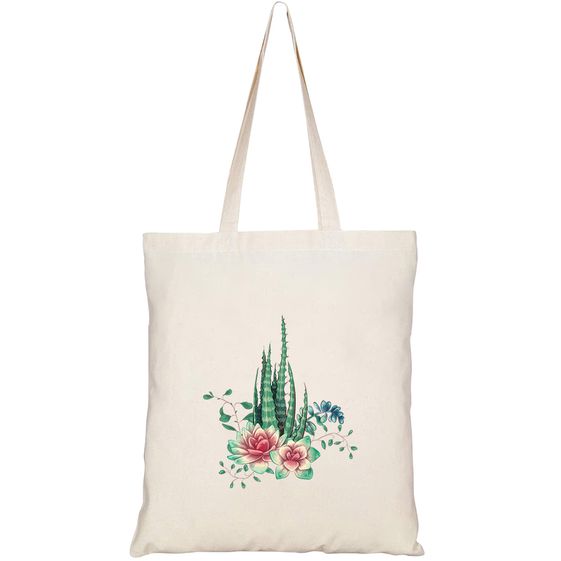 TÚI VẢI TOTE CANVAS IN HÌNH CARD WITH CACTUSES SUCCULENTS SET HT195 – HTFASHION