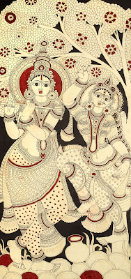 Kalamkari Painting-Radha Dances to the Lord Krishna’s Flute Kalamkari Painting-Radha Dances to the Lord Krishna’s Flute