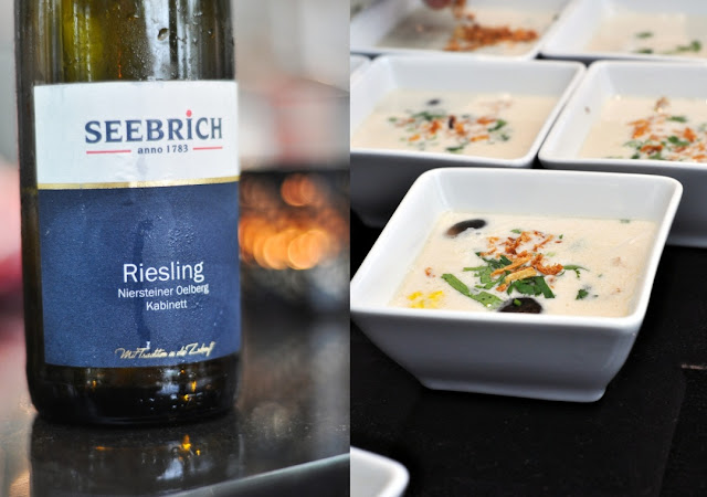 Tom Kha Gai Suppe mit dem Wein Riesling Kabinett vom Weingut Seebrich