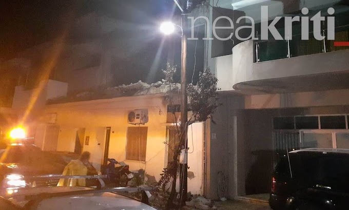 Κακοκαιρία Κρήτη: Κατέρρευσε μπαλκόνι στη Νέα Αλικαρνασσό (vid)