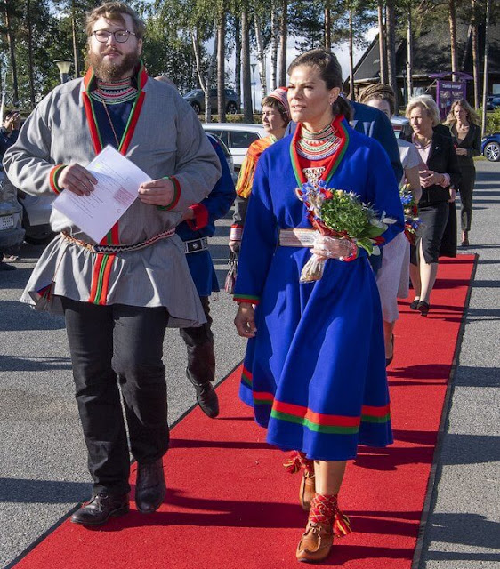 Princess Victoria wearing a replica of traditional Kola Peninsula Sami dress. Sami traditional clothing