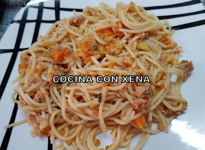 Espaguetis Con Verduras Y Atún, En Thermomix 
