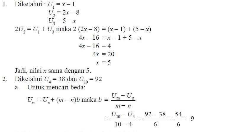 Contoh Soal Barisan Aritmatika