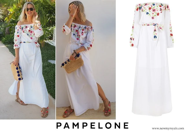 Crown Princess Stephanie wore Pampelone Evissa embroidered dress