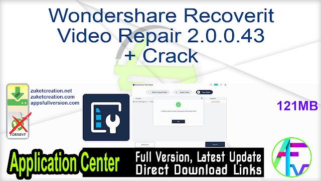 Wondershare Recoverit Video Repair 2.0.0.43 + Crack