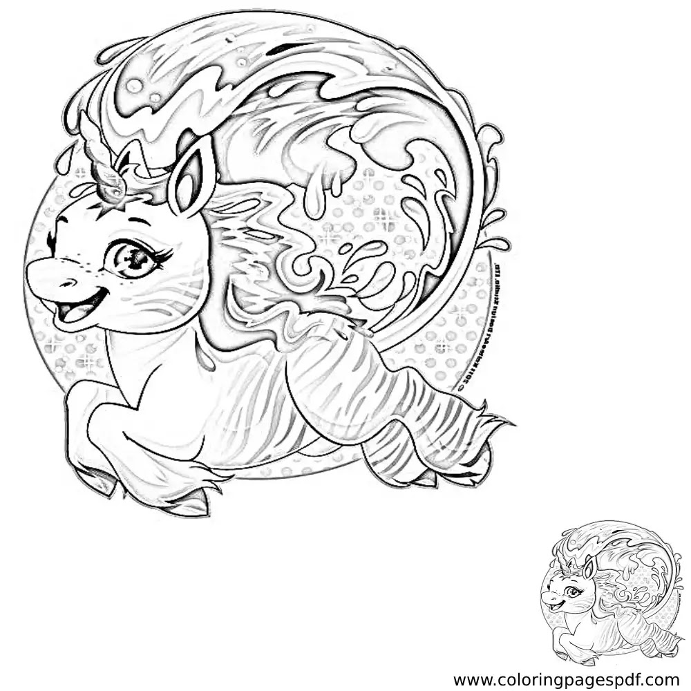 Coloring Page Of A Water Unicorn
