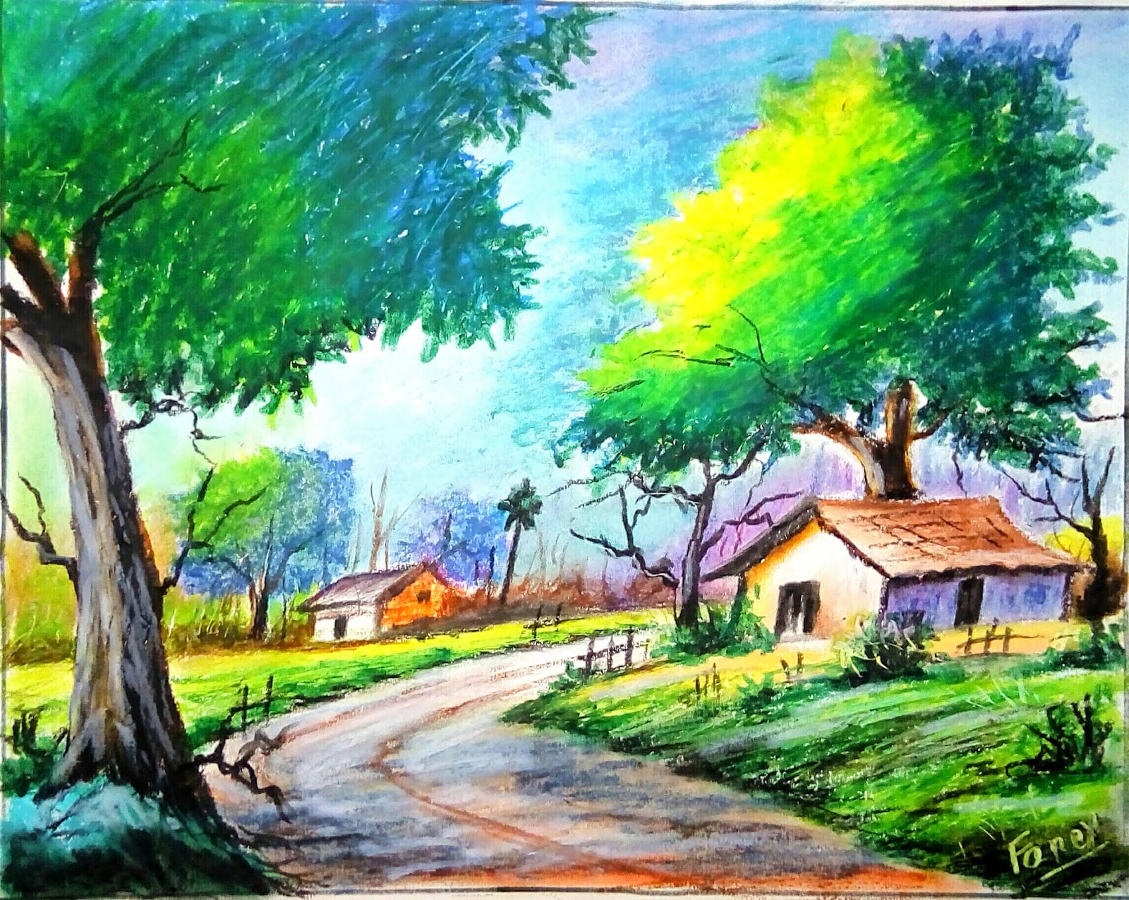 Landscape Easy Oil Pastel Drawing For Beginners : Here presented 43 ...