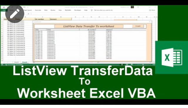 ListView tranfer data to  Worksheet Excel VBA