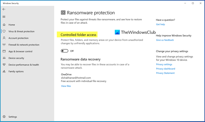 Protection contre les rançongiciels dans Windows Defender