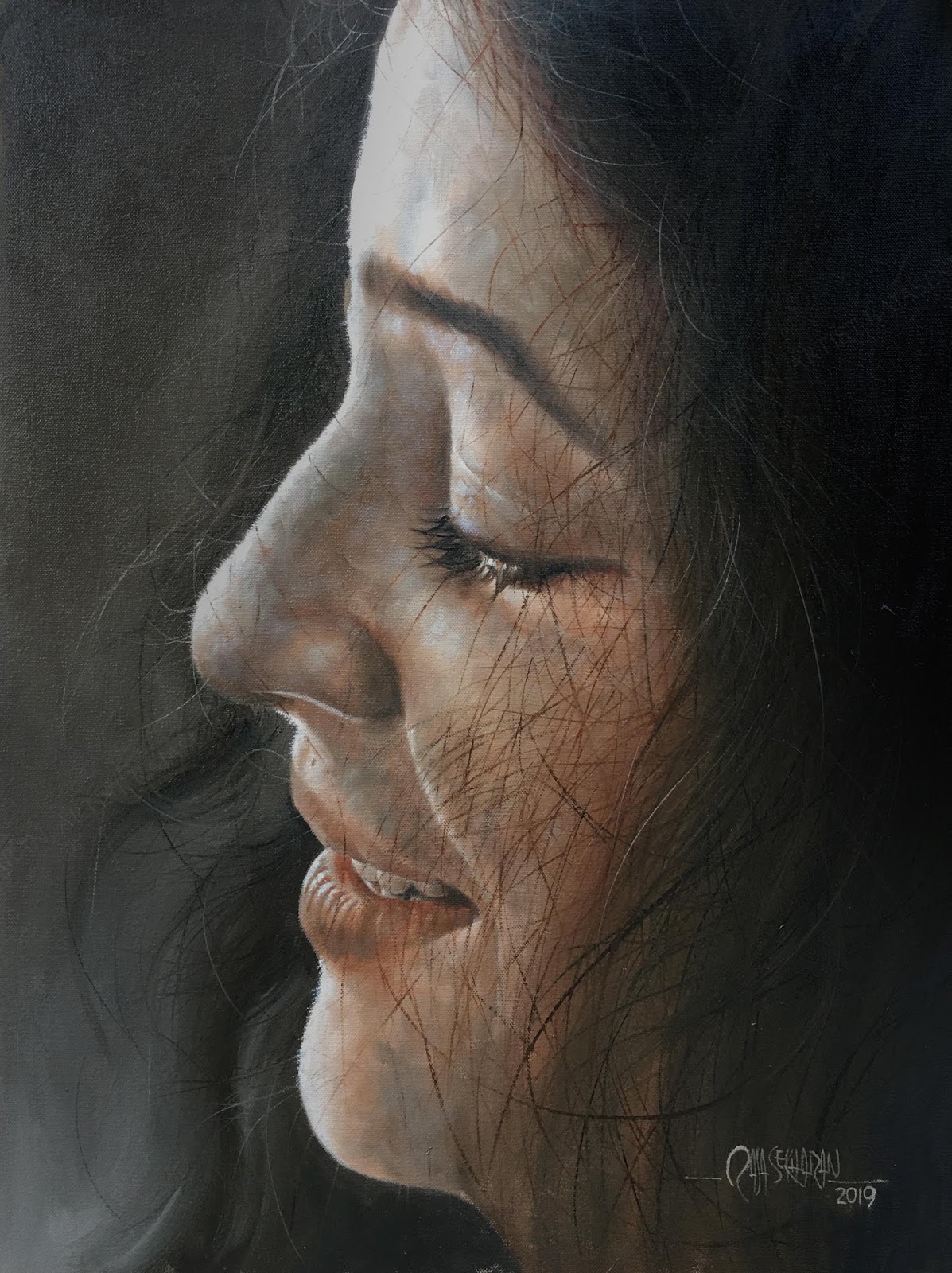 Most Realistic Oil Paintings A Feather In The Breeze Oil Painting By Rajasekharan