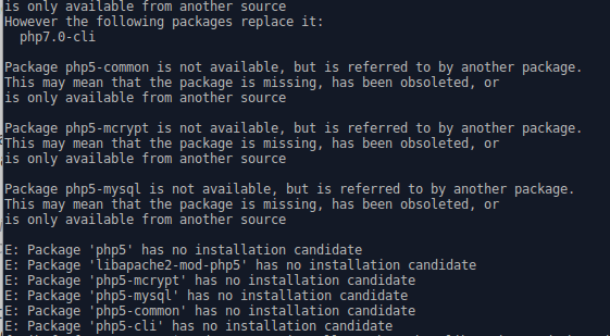 ubuntu php5 has no installation candidate